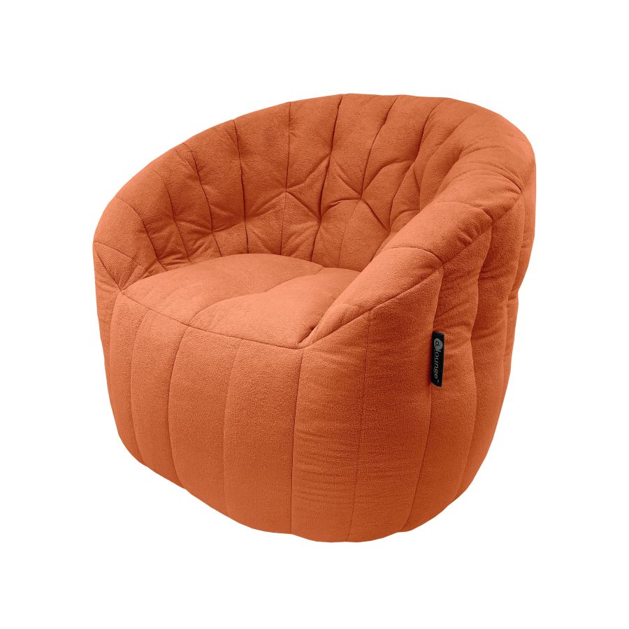 терракотовое полукруглое бескаркасное кресло Butterfly Sofa для гостиной, домашнего кинотеатра и офиса — фото в интерьере