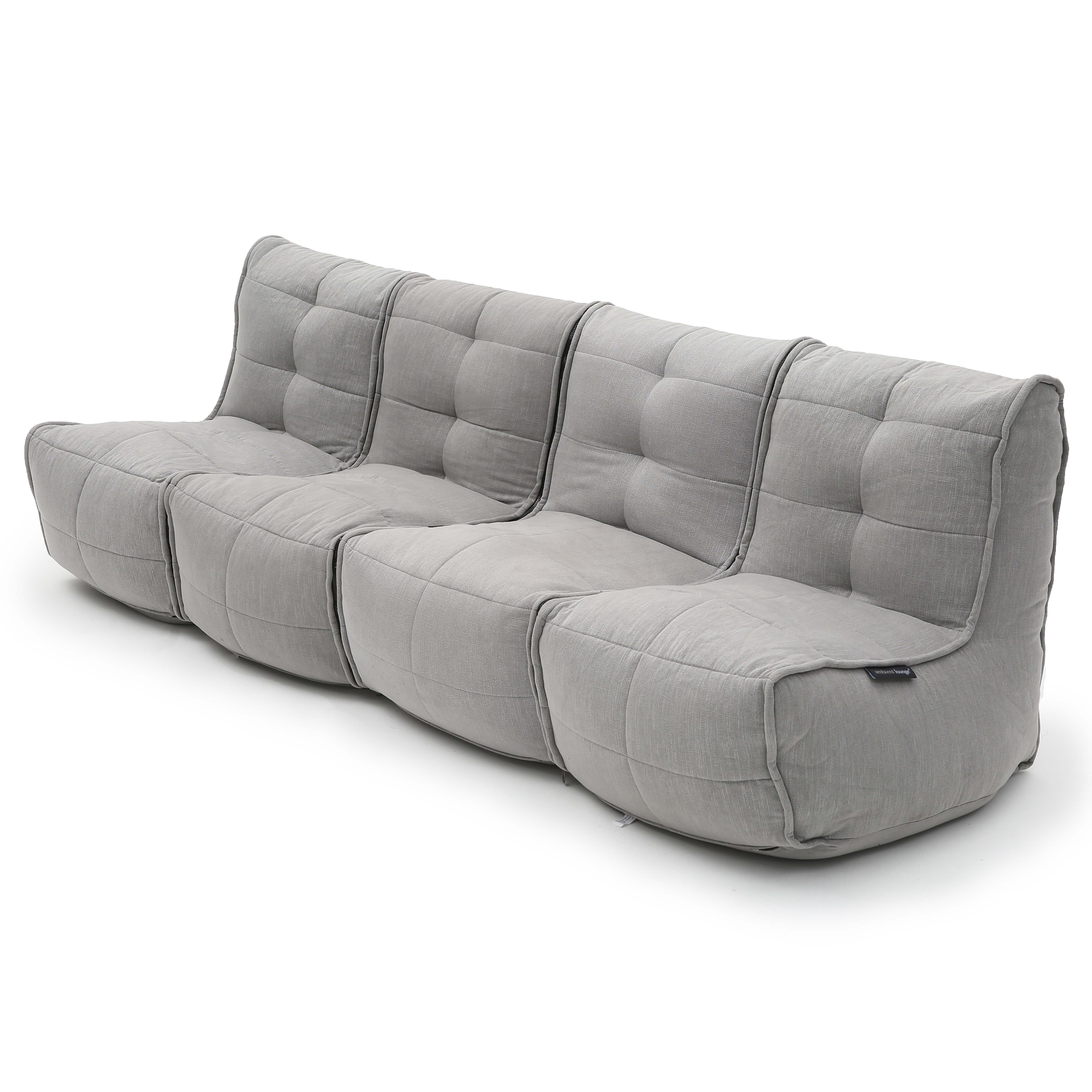 серое четырёхместный модульный диван Mod4 Quad Couch из Sofa Weave для гостиной и домашнего кинотеатра — вид сбоку