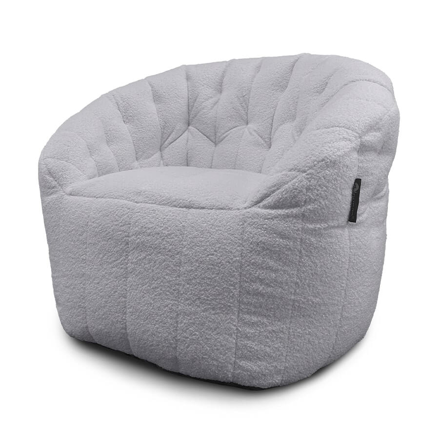 светло-серое полукруглое бескаркасное кресло Butterfly Sofa из искусственного меха для гостиной, домашнего кинотеатра и офиса
