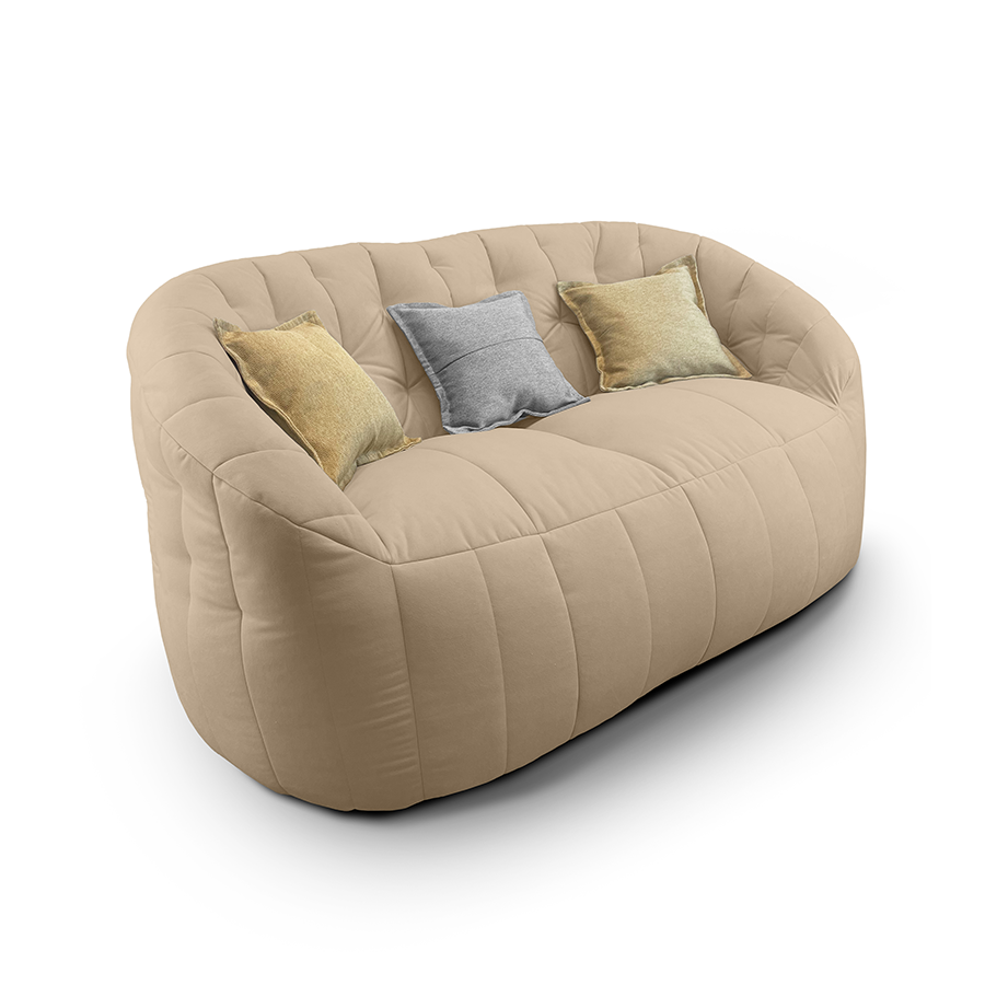 натуральное двойной бескаркасный диван Butterfly Twin Sofa велюровое для гостиной и домашнего кинотеатра — вид сбоку