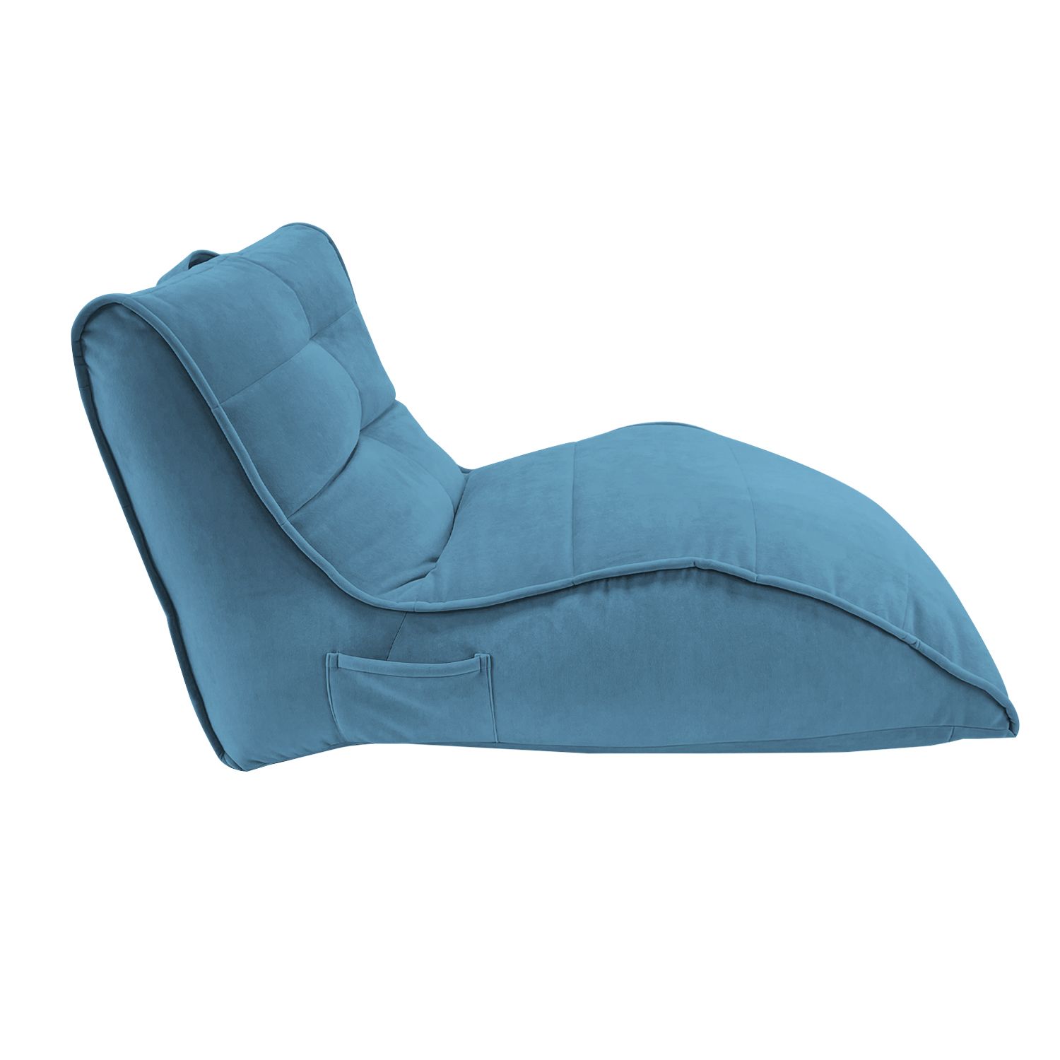 синее бескаркасный лаунж-диван Avatar Sofa велюровое для гостиной, кабинета и лаунж-зоны — крупный план