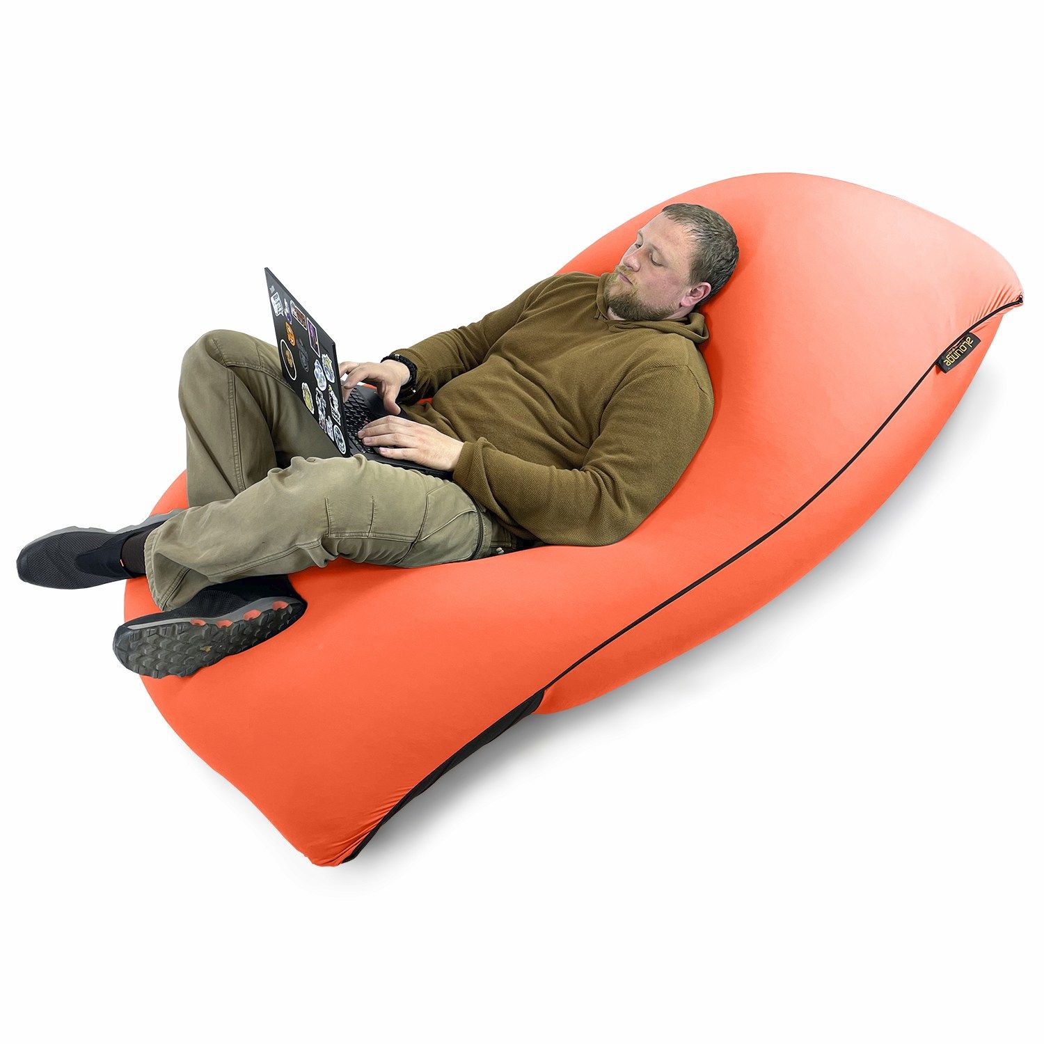 оранжевое мягкое кресло-мешок SNUGG эластичное (спандекс) для детской, гостиной и игровой зоны