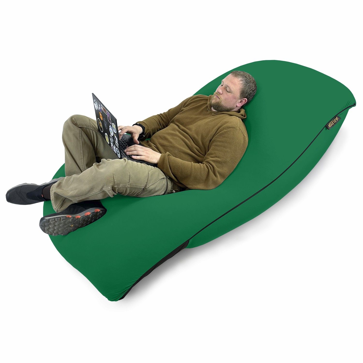 зелёное мягкое кресло-мешок SNUGG эластичное (спандекс) для детской, гостиной и игровой зоны