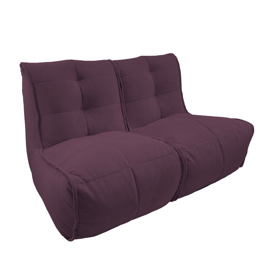 баклажановое двойной модульный диван Twin Couch велюровое для гостиной и переговорной