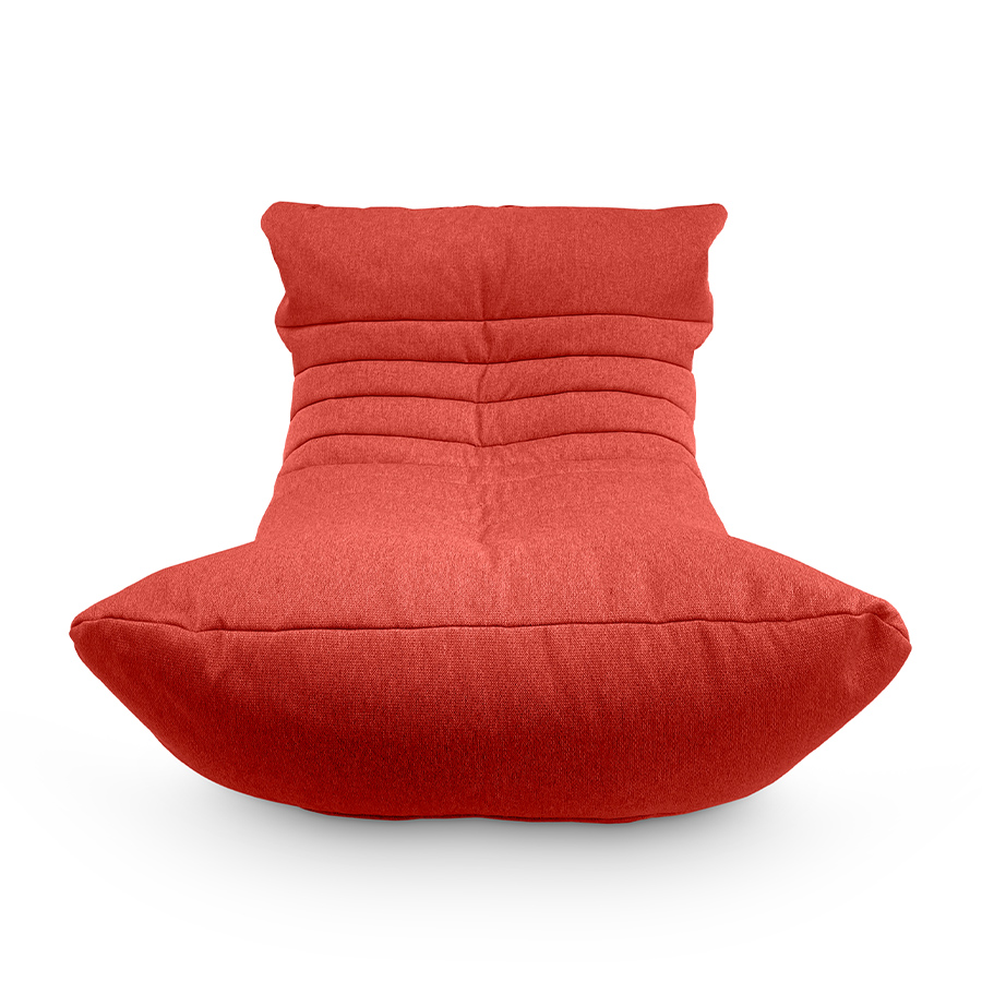 красное акустический бескаркасный диван Acoustic Sofa жаккардовое для домашнего кинотеатра, офиса и студии — вид сбоку