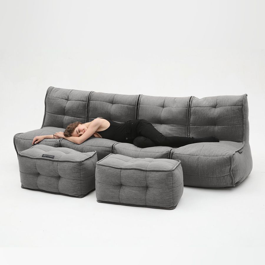 тёмно-серое четырёхместный модульный диван Mod4 Quad Couch шенилловое для гостиной и домашнего кинотеатра