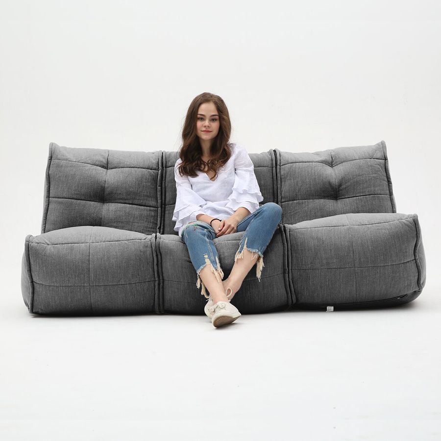 чёрное-графитовое модульный диван-кинотеатр Mod3 Movie Couch шенилловое для домашнего кинотеатра и гостиной — крупный план