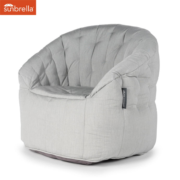 светло-серое полукруглое бескаркасное кресло Butterfly Sofa уличное (Oxford) для гостиной, домашнего кинотеатра и офиса
