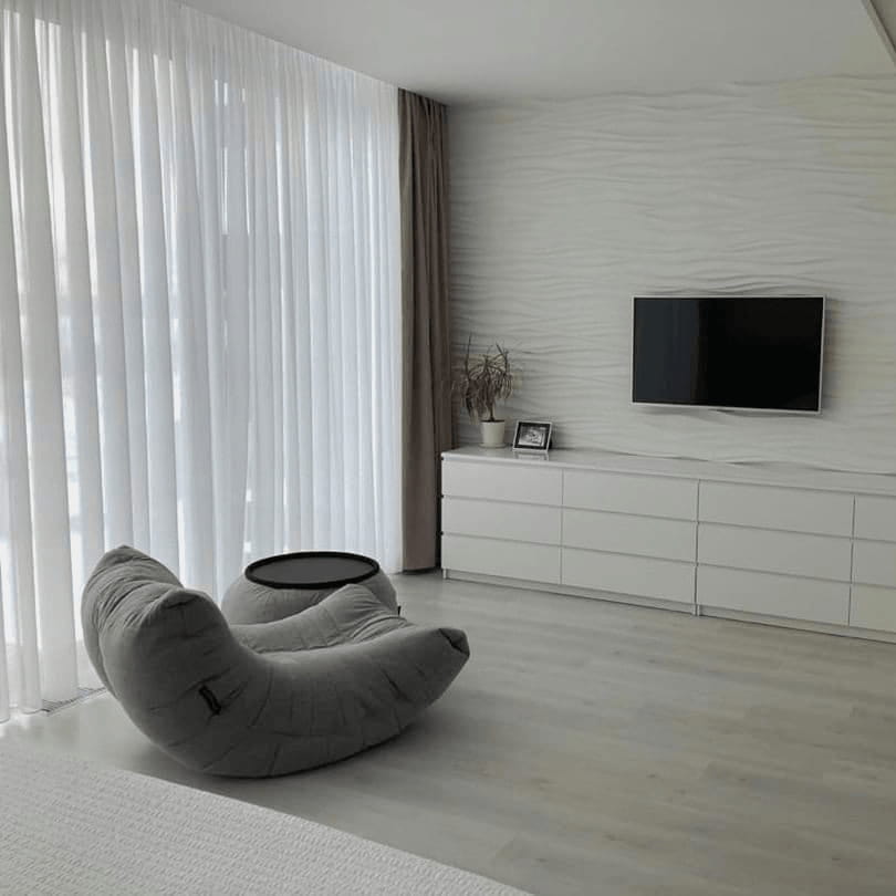 серое акустический бескаркасный диван Acoustic Sofa из Sofa Weave для домашнего кинотеатра, офиса и студии