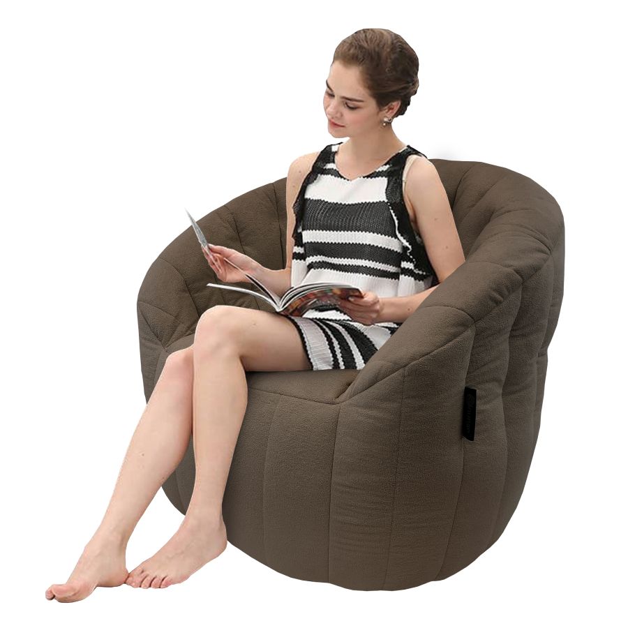 шоколадное полукруглое бескаркасное кресло Butterfly Sofa для гостиной, домашнего кинотеатра и офиса
