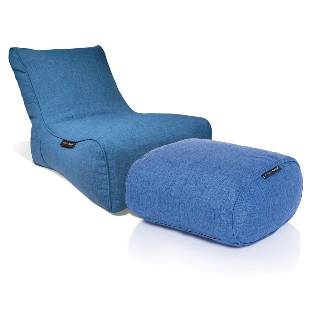 синее уличный шезлонг Evolution Chaise из рогожки для террасы и бассейна
