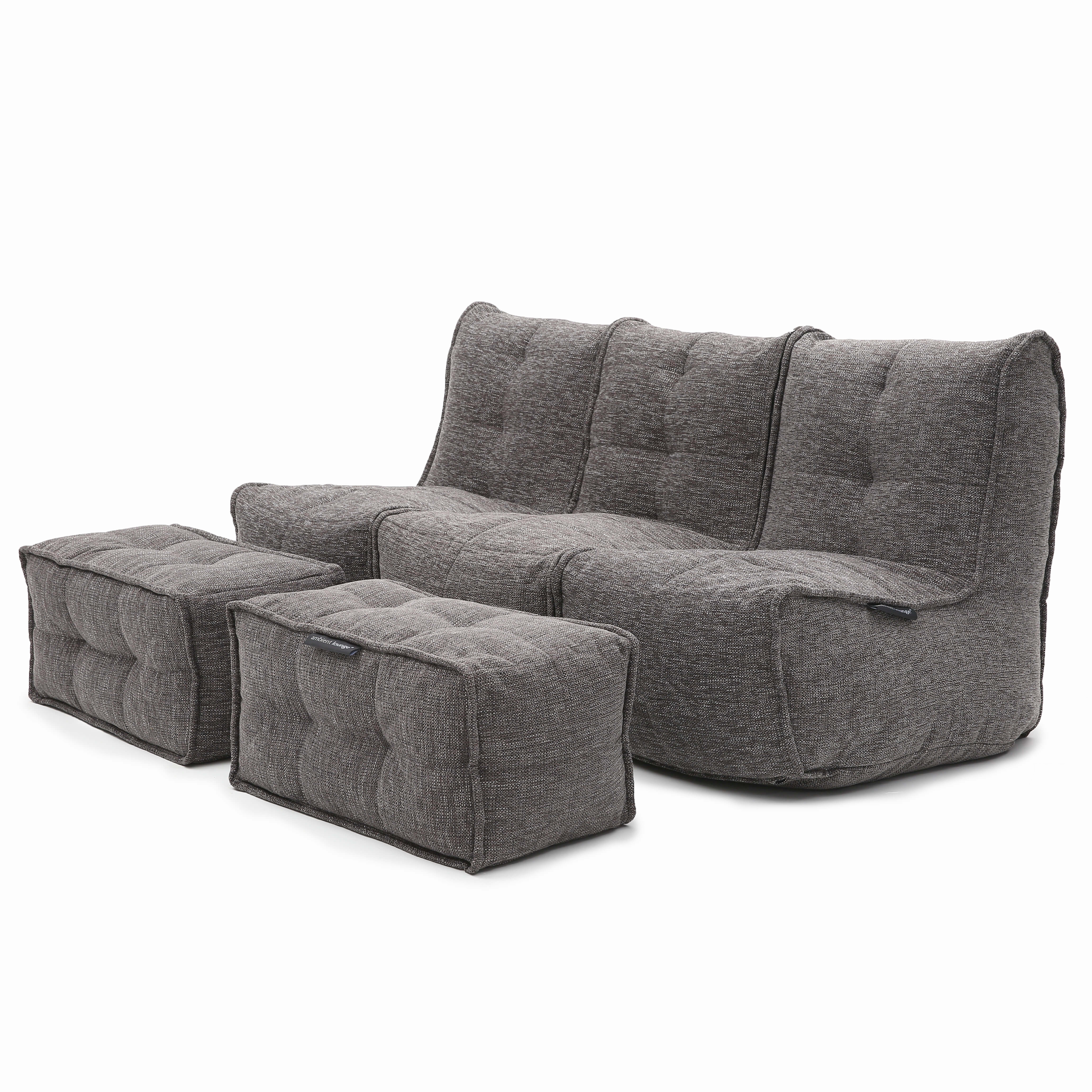 тёмно-серое модульный диван-кинотеатр Mod3 Movie Couch из Sofa Weave для домашнего кинотеатра и гостиной — фото в интерьере