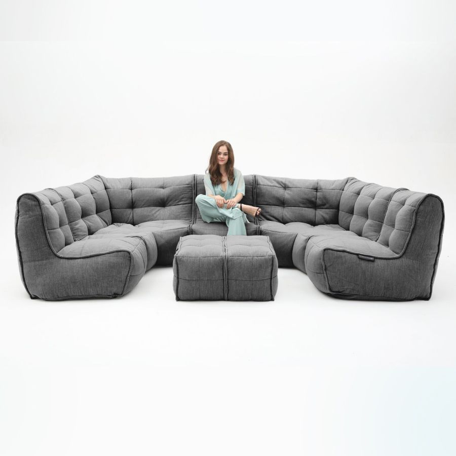 чёрное-графитовое максимальный лаунж-гарнитур Mod6 Lounge Max шенилловое для гостиной и event-пространства