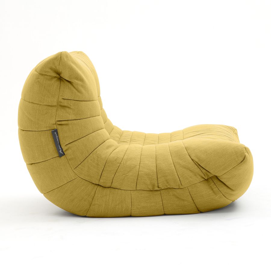 жёлтое акустический бескаркасный диван Acoustic Sofa шенилловое для домашнего кинотеатра, офиса и студии — фото в интерьере
