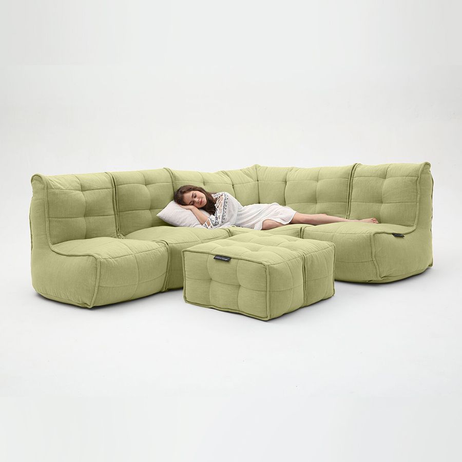 зелёное большой лаунж-гарнитур Mod5 Living Lounge шенилловое в интерьере гостиная