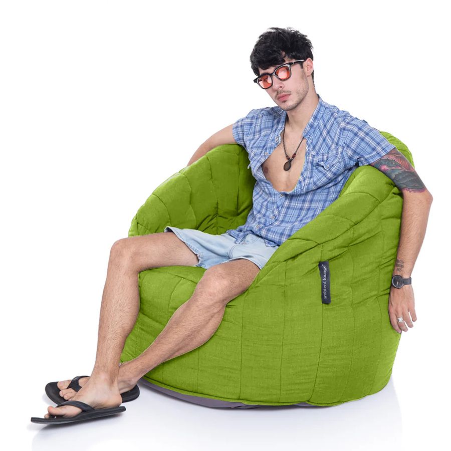 лаймово-зелёное полукруглое бескаркасное кресло Butterfly Sofa уличное из олефина для гостиной, домашнего кинотеатра и офиса