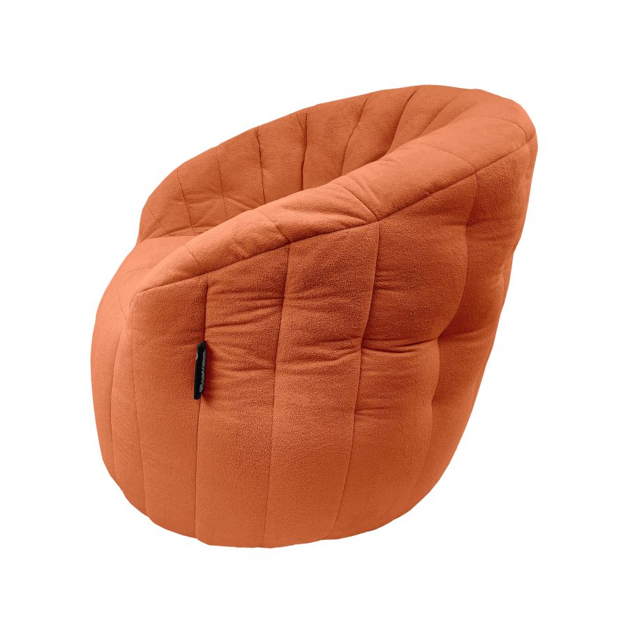 терракотовое полукруглое бескаркасное кресло Butterfly Sofa для гостиной, домашнего кинотеатра и офиса — вид сбоку