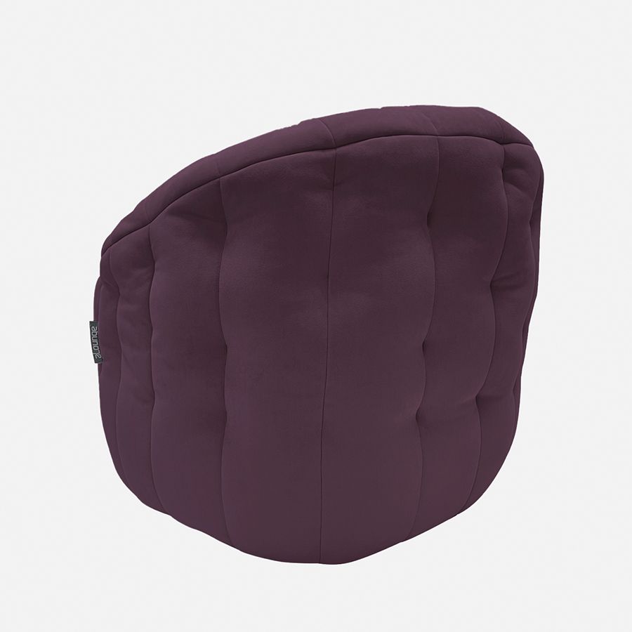 баклажановое полукруглое бескаркасное кресло Butterfly Sofa велюровое для гостиной, домашнего кинотеатра и офиса — вид сбоку