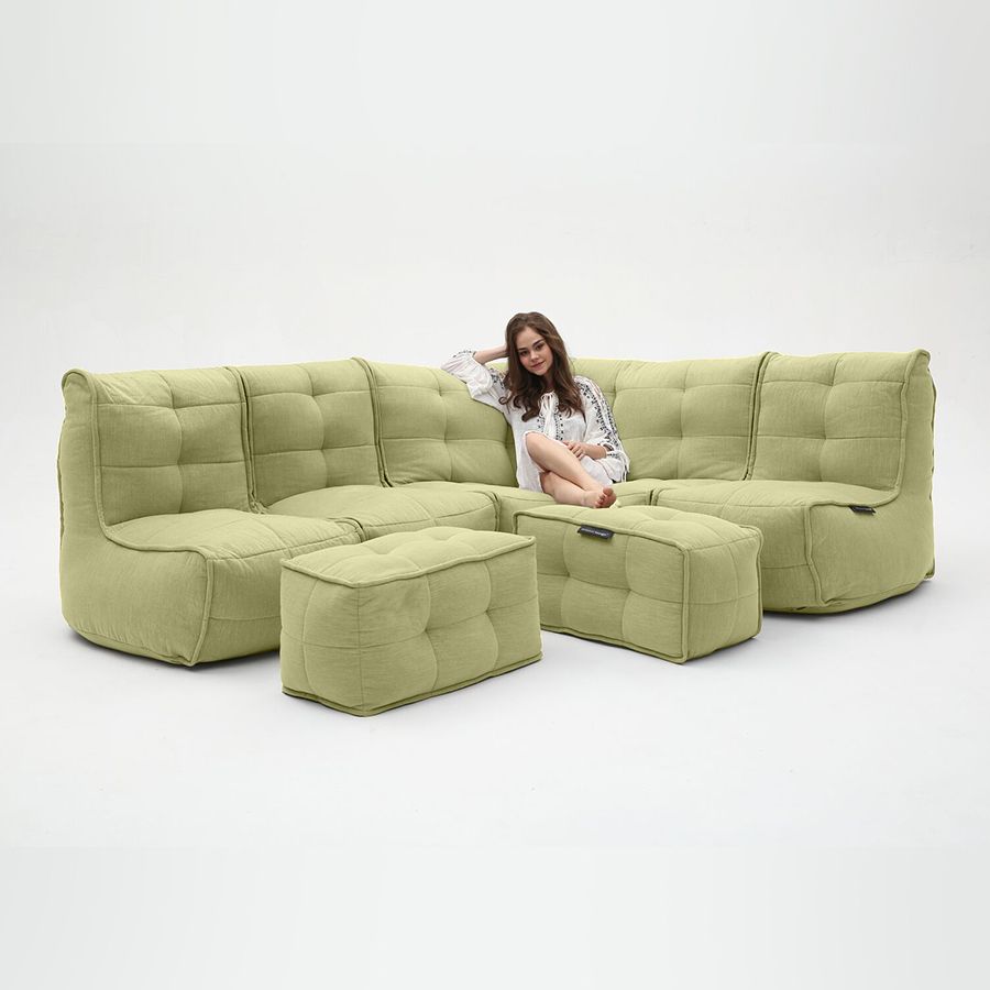 зелёное большой лаунж-гарнитур Mod5 Living Lounge шенилловое для гостиной и event-пространства — вид сбоку