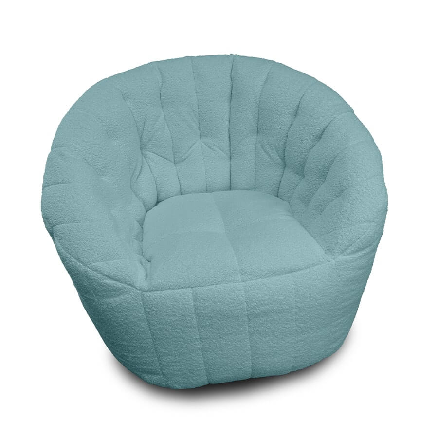мятное полукруглое бескаркасное кресло Butterfly Sofa из искусственного меха для гостиной, домашнего кинотеатра и офиса — вид сбоку