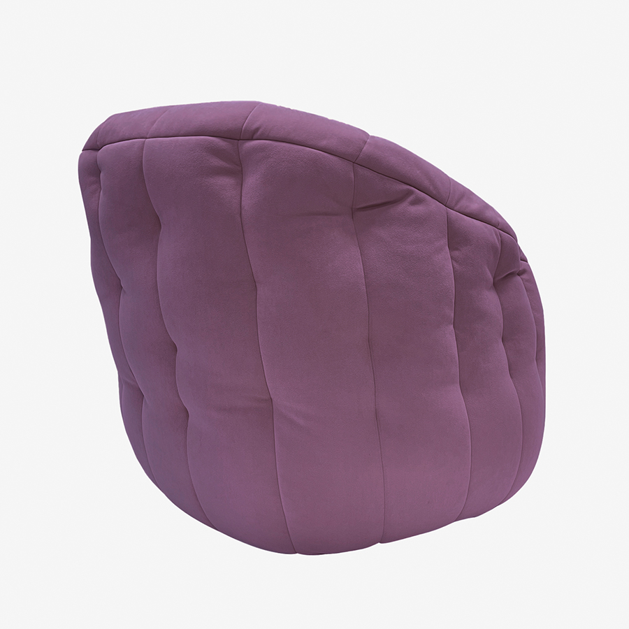 розовое полукруглое бескаркасное кресло Butterfly Sofa велюровое для гостиной, домашнего кинотеатра и офиса — крупный план