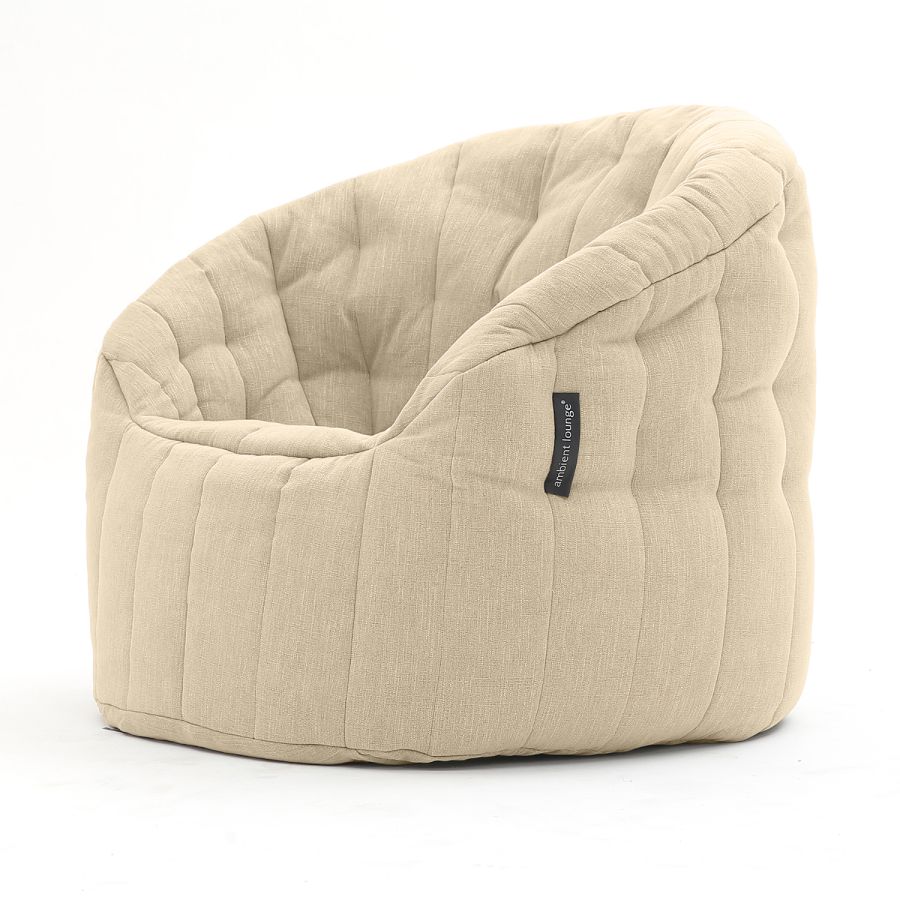 натуральное полукруглое бескаркасное кресло Butterfly Sofa шенилловое для гостиной, домашнего кинотеатра и офиса — вид сбоку