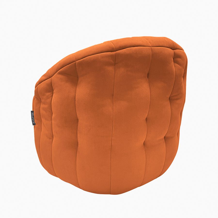 терракотовое полукруглое бескаркасное кресло Butterfly Sofa велюровое для гостиной, домашнего кинотеатра и офиса — вид сбоку