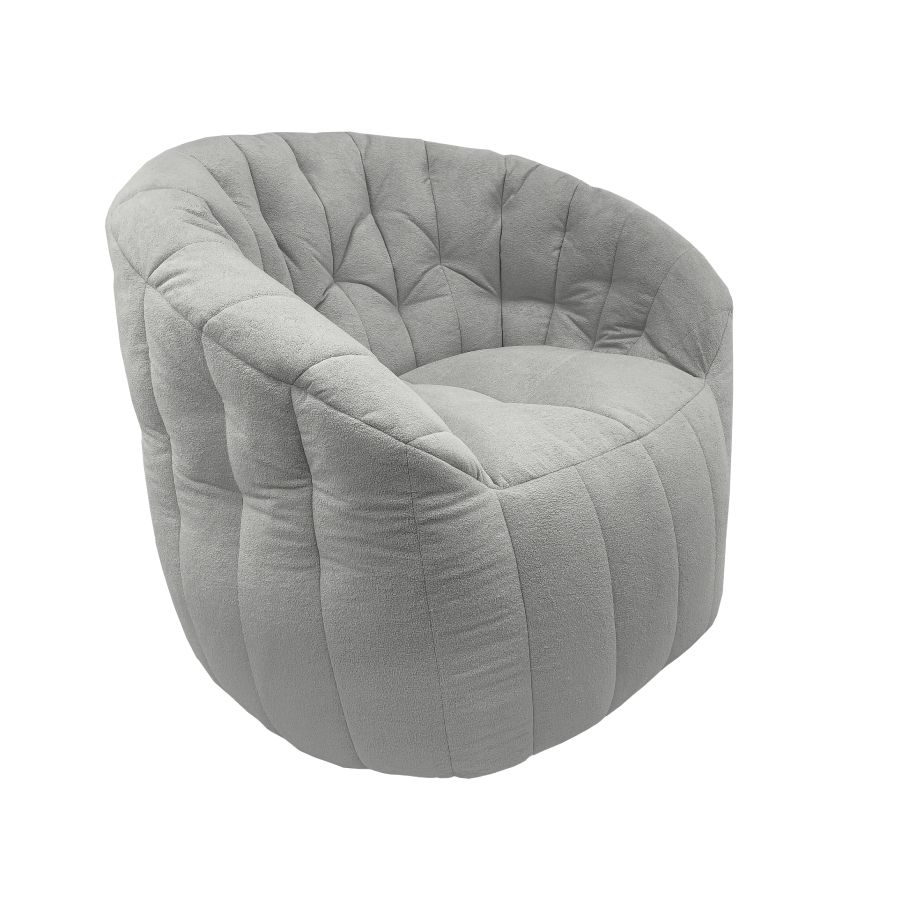 серое полукруглое бескаркасное кресло Butterfly Sofa для гостиной, домашнего кинотеатра и офиса — вид сбоку