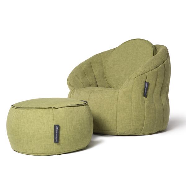 зелёное пуф с подлокотниками Wing Ottoman из Sofa Weave в интерьере гостиная