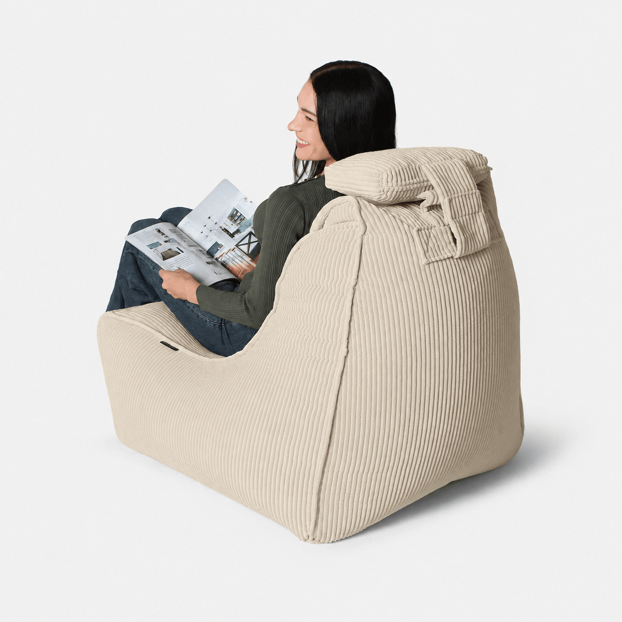 Бескаркасное кресло Tivoli Lounger в вельвете Eco Weave — бежевый цвет, Ambient Lounge