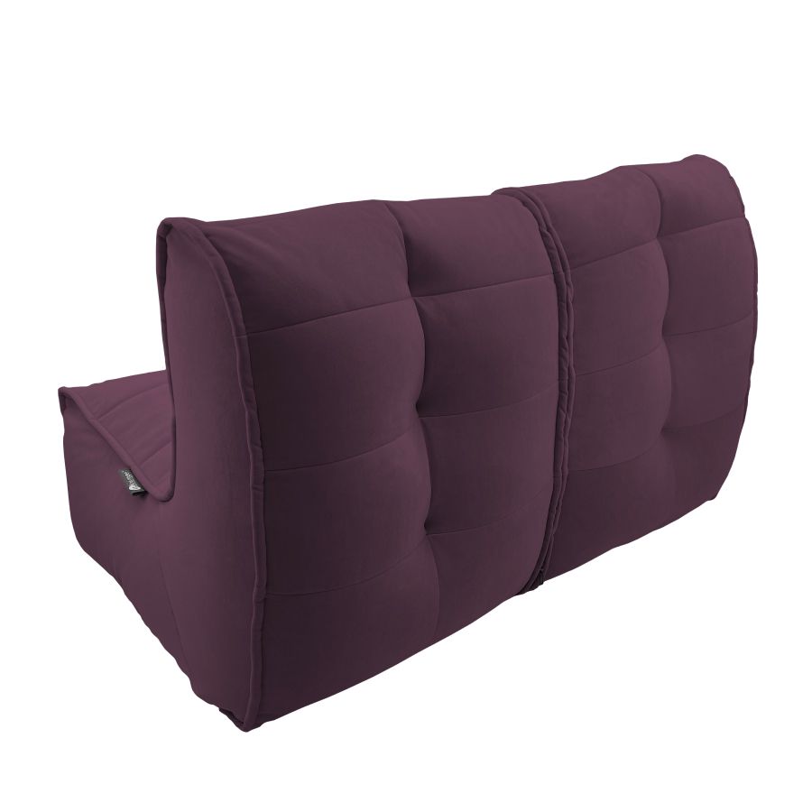 баклажановое двойной модульный диван Twin Couch велюровое для гостиной и переговорной — крупный план