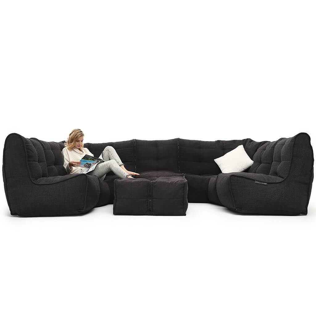 чёрное-графитовое максимальный лаунж-гарнитур Mod6 Lounge Max из Sofa Weave для гостиной и event-пространства — вид сбоку