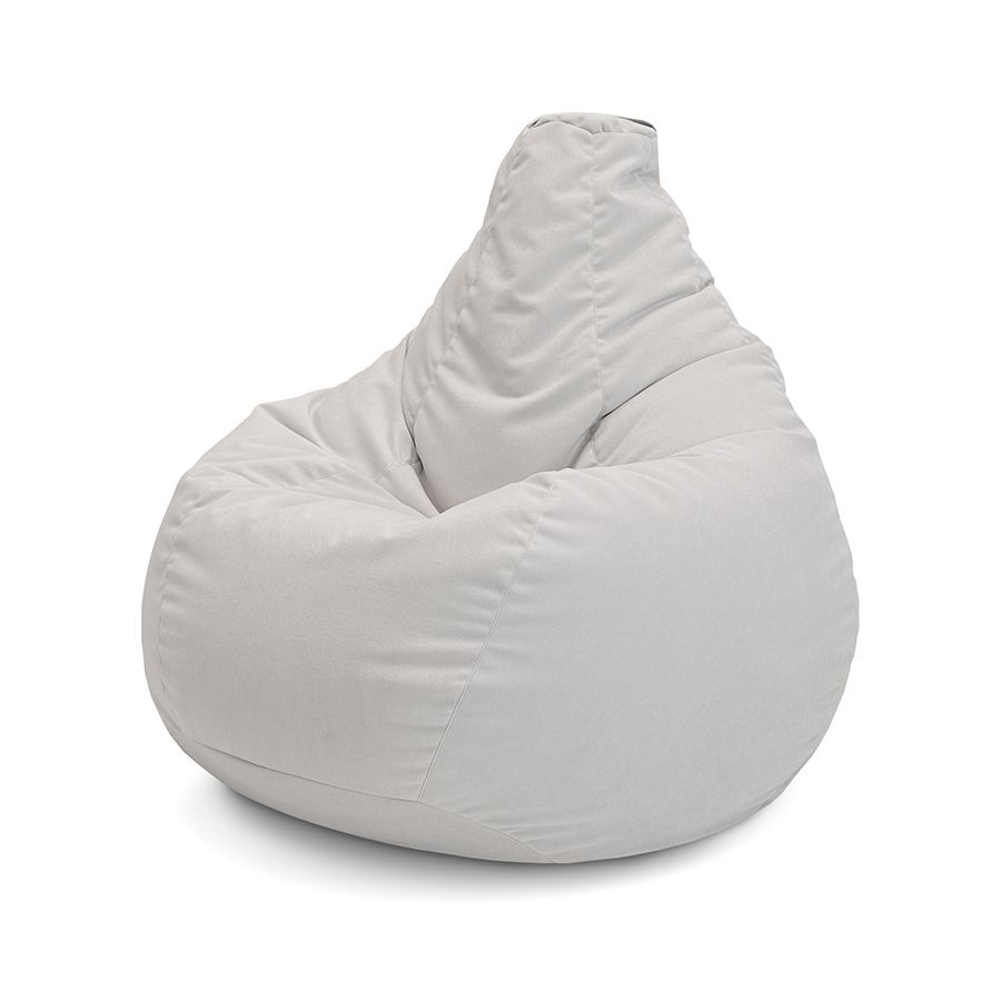 светло-серое классический пуф-мешок Bean Bag велюровое для детской, игровой и офиса — вид сбоку