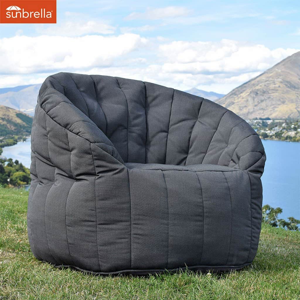 чёрное полукруглое бескаркасное кресло Butterfly Sofa уличное (Oxford) для гостиной, домашнего кинотеатра и офиса