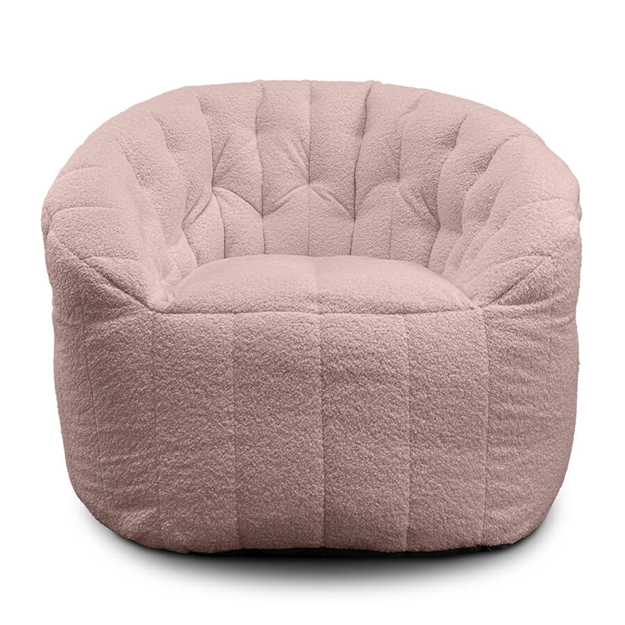 пудровое полукруглое бескаркасное кресло Butterfly Sofa из искусственного меха для гостиной, домашнего кинотеатра и офиса