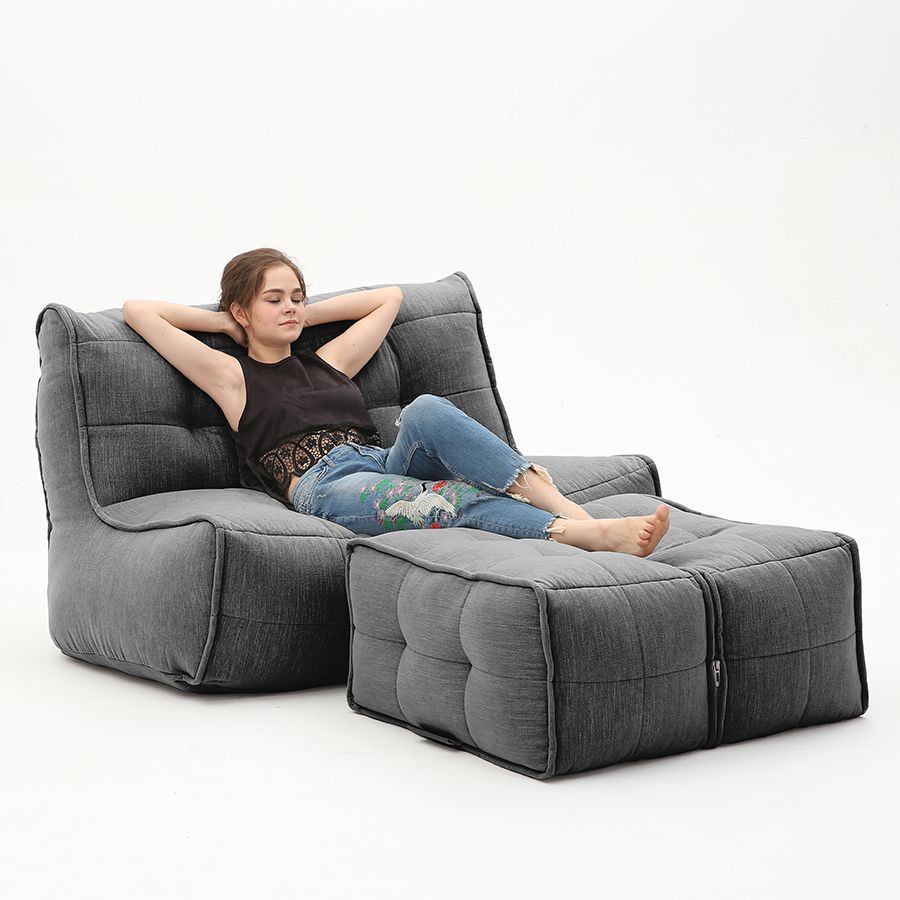 чёрное-графитовое просторный модульный диван Twin Couch Deluxe шенилловое для гостиной и лаунж-зоны — фото в интерьере