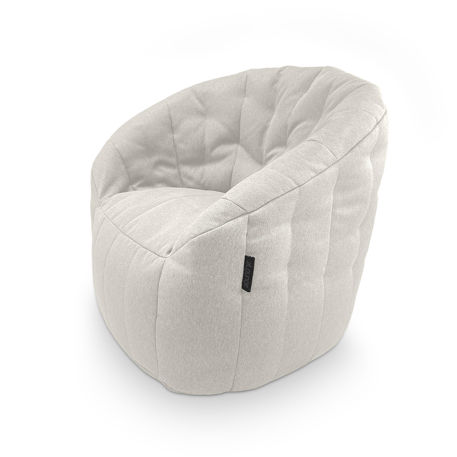 светло-серое полукруглое бескаркасное кресло Butterfly Sofa жаккардовое для гостиной, домашнего кинотеатра и офиса — фото в интерьере