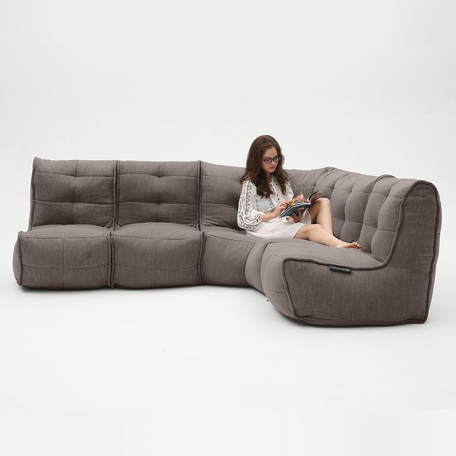 шоколадное Г-образный модульный диван Mod4 L Sofa шенилловое для гостиной и зала
