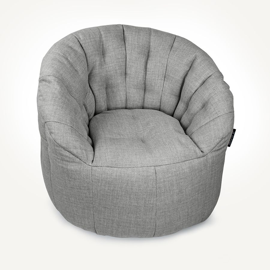 серое полукруглое бескаркасное кресло Butterfly Sofa из рогожки для гостиной, домашнего кинотеатра и офиса