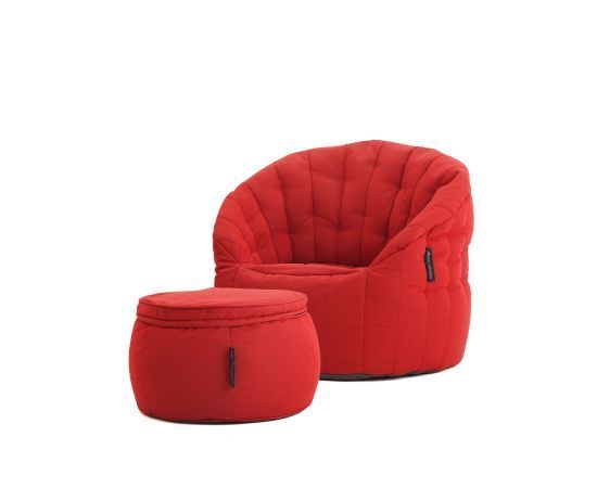 красное кресло-шезлонг бескаркасное Butterfly Chaise уличное (Oxford) для гостиной, спальни и лаунж-зоны