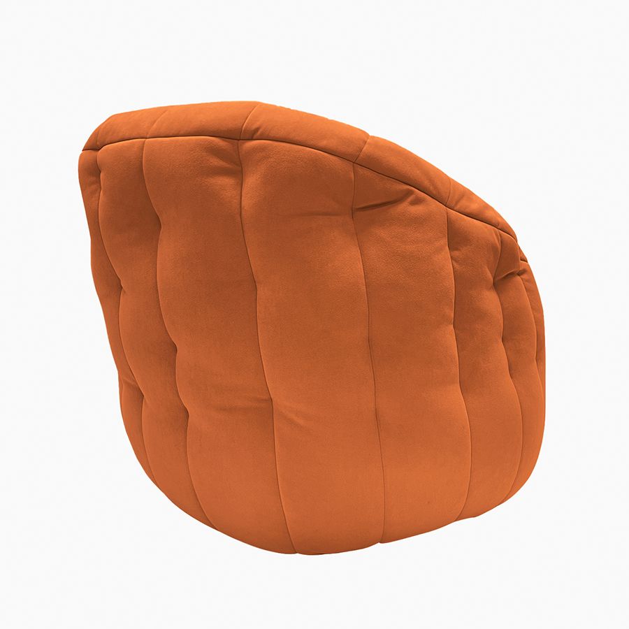терракотовое полукруглое бескаркасное кресло Butterfly Sofa велюровое для гостиной, домашнего кинотеатра и офиса — крупный план