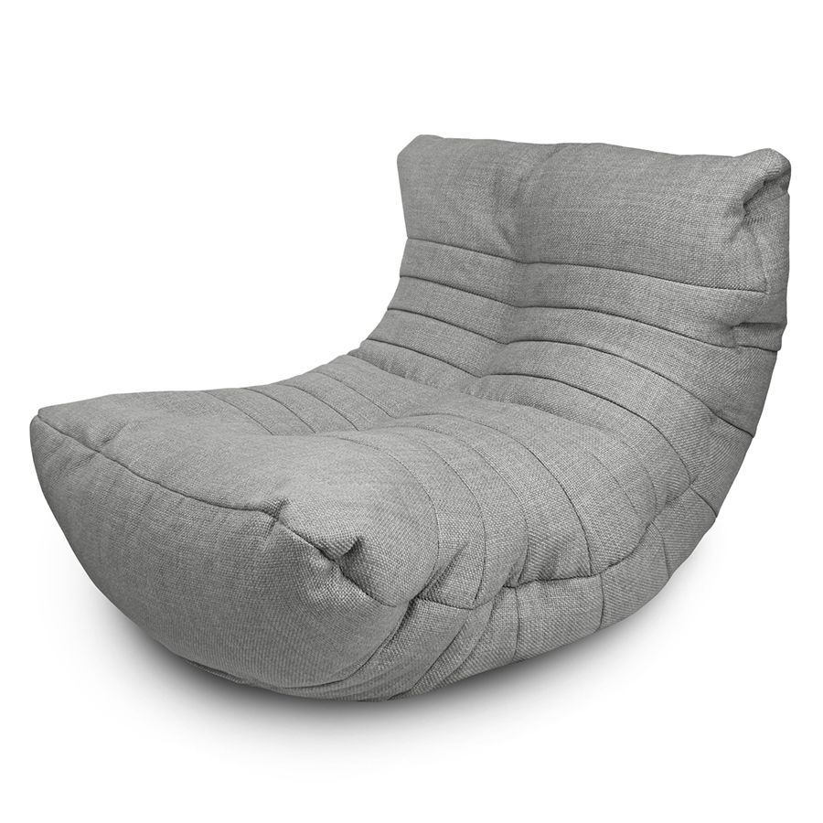 серое акустический бескаркасный диван Acoustic Sofa из рогожки для домашнего кинотеатра, офиса и студии — вид сбоку