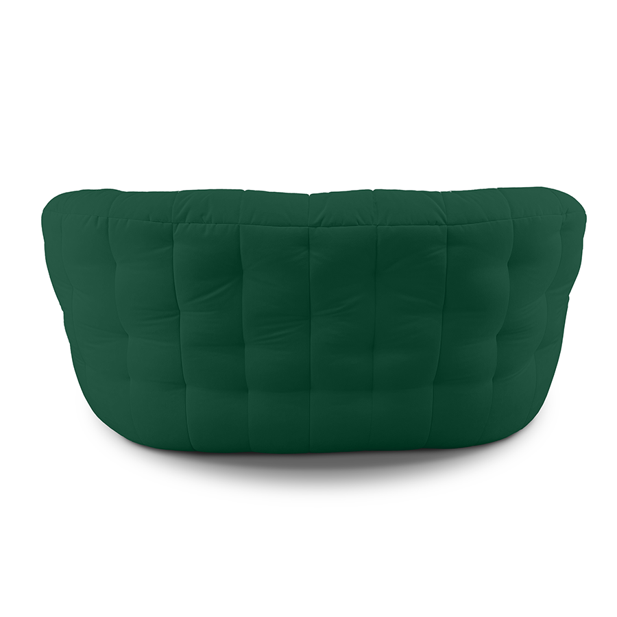зелёное двойной бескаркасный диван Butterfly Twin Sofa велюровое для гостиной и домашнего кинотеатра — фото в интерьере