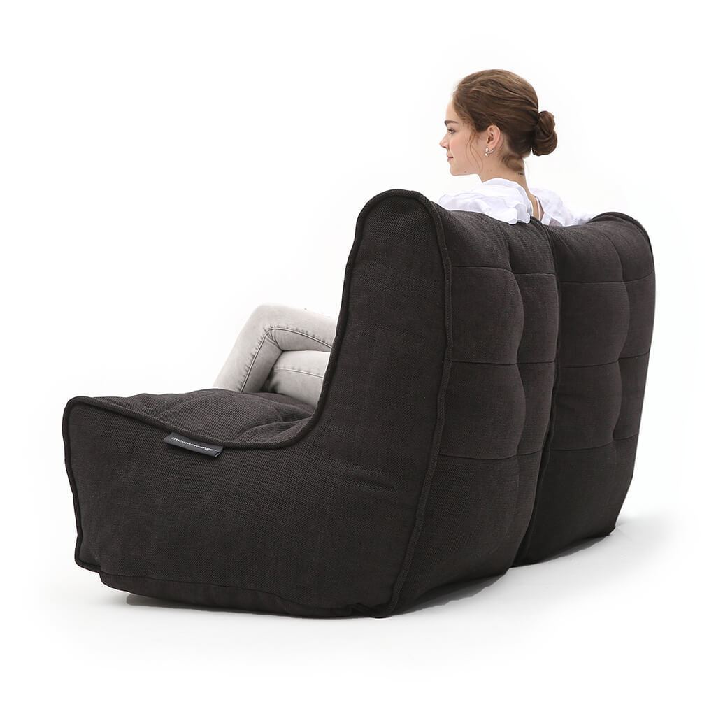 чёрное-графитовое двойной модульный диван Twin Couch из Sofa Weave для гостиной и переговорной — вид сбоку