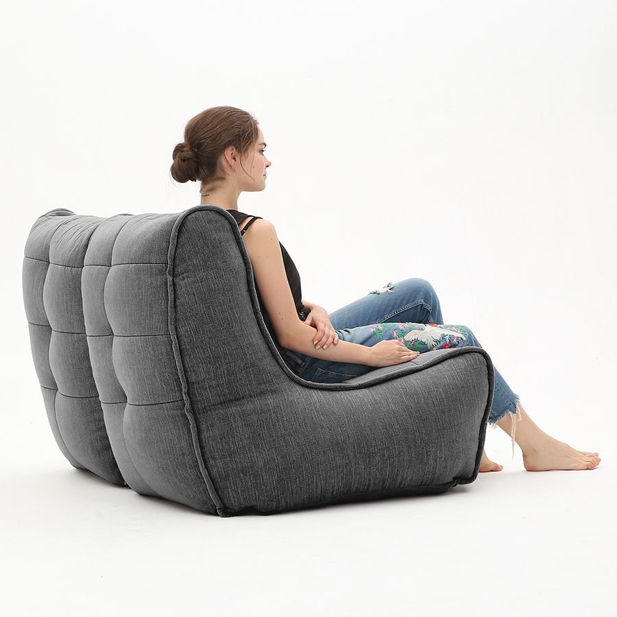 чёрное-графитовое двойной модульный диван Twin Couch шенилловое для гостиной и переговорной — фото в интерьере