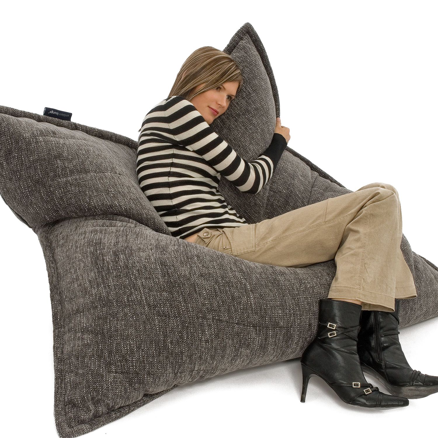 тёмно-серое уличный лаунж-шезлонг Zen Lounger из рогожки для террасы, бассейна и сада