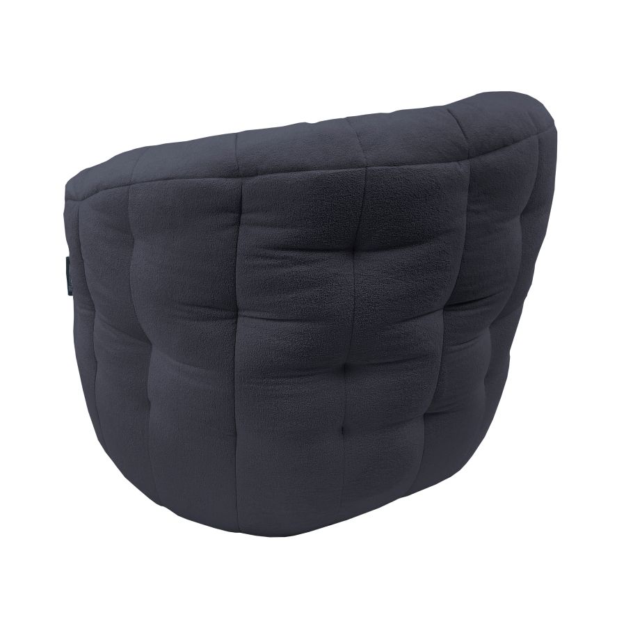 тёмно-серое полукруглое бескаркасное кресло Butterfly Sofa для гостиной, домашнего кинотеатра и офиса — крупный план