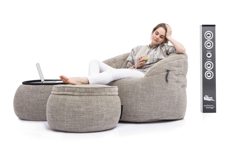 натуральное комплект бескаркасной мебели Contempo Package из Sofa Weave для гостиной и переговорной — крупный план