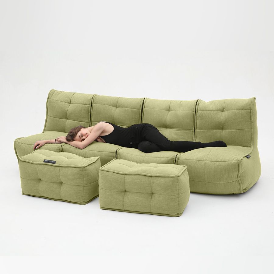зелёное четырёхместный модульный диван Mod4 Quad Couch шенилловое для гостиной и домашнего кинотеатра