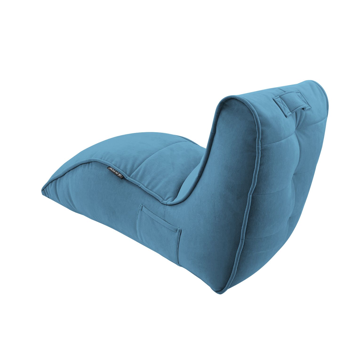 синее бескаркасный лаунж-диван Avatar Sofa велюровое для гостиной, кабинета и лаунж-зоны — фото в интерьере